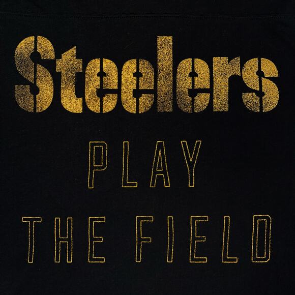 Victoria’s Secret PINK NFL Pittsburgh Steelers Sequin Tee Black T Shirt Small VS - Picture 7 of 16